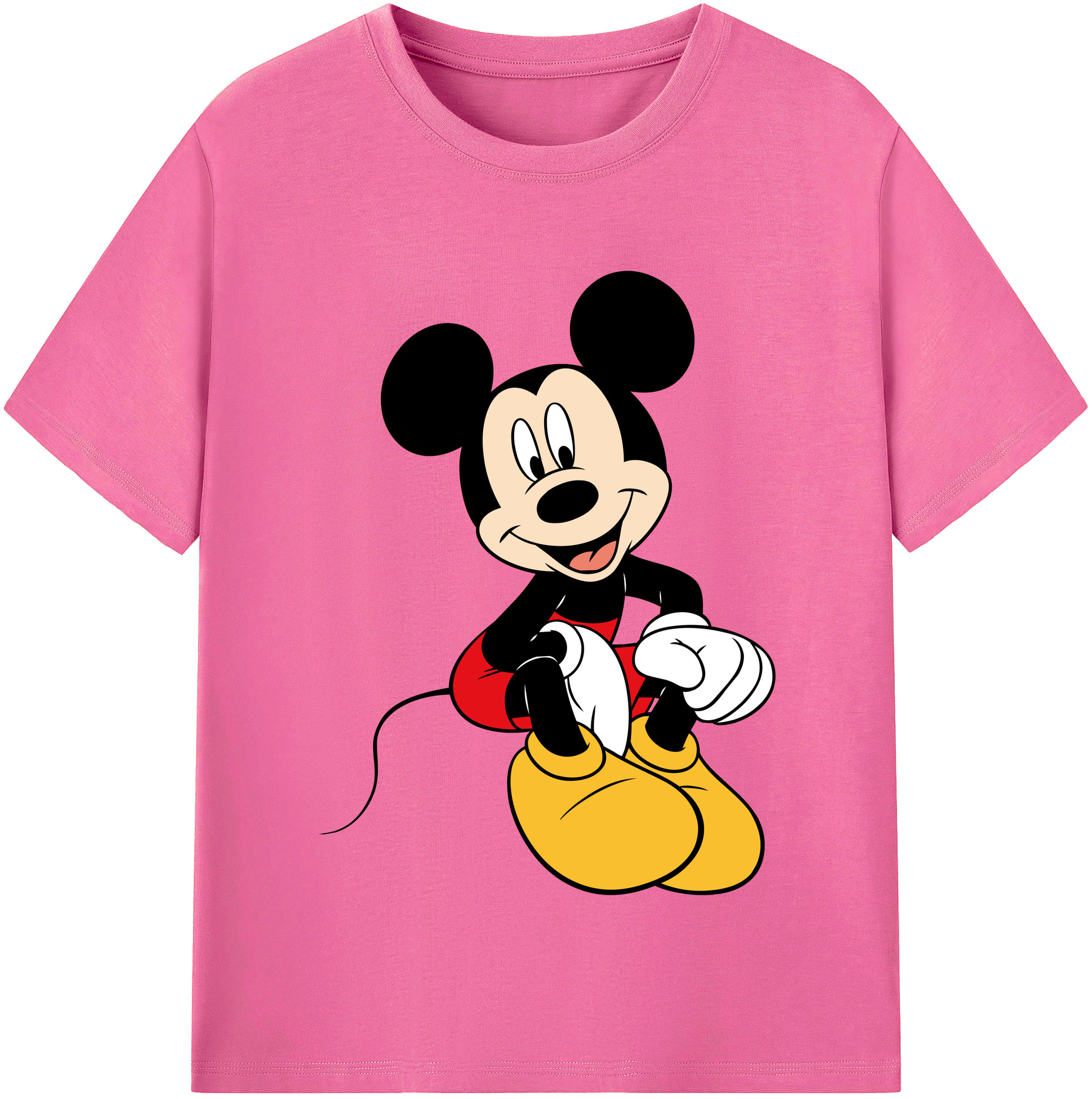 （画像用） ミッキーマウス Mickey Mouse レディースカジュアルプリントTシャツ（綿100％）